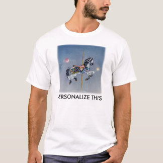 Mens light tees - Grey Mare Carousel Horse SQ