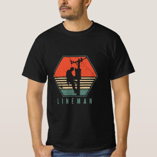 Mens Lineman Vintage Retro Electrician Gift  T_Shirt