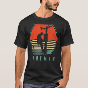 Mens Lineman Vintage Retro Electrician Gift T-Shirt