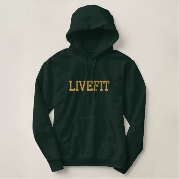 Men's "livefit" Embroidered Pullover Hoodie by CKGIFTS at Zazzle