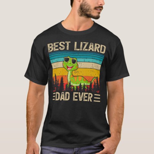 Mens Lizard Vintage Funny Best Lizard Dad Ever T_Shirt