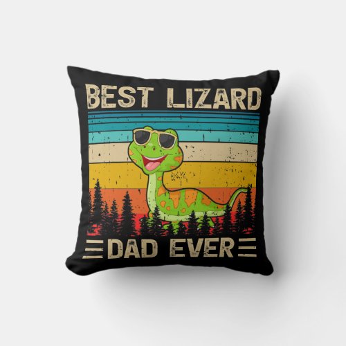 Mens Lizard Vintage Funny Best Lizard Dad Ever Throw Pillow