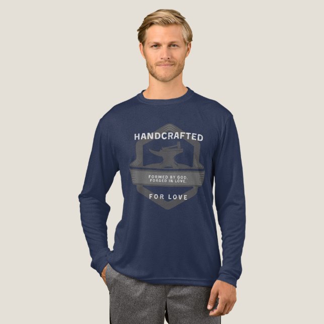 Men's Long Sleeve Handcrafted For Love Tri-Blend Shirt (Full Front)