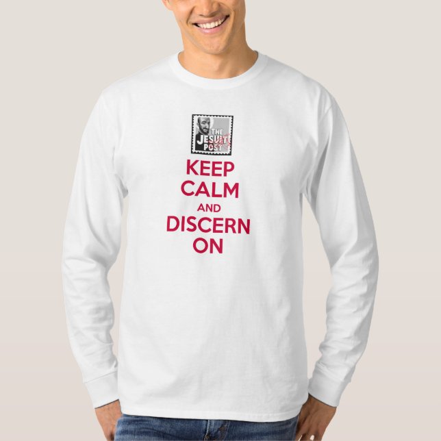 Men's Long Sleeve Keep Calm & Discern on T-Shirt (Front)