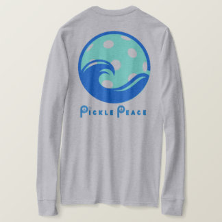 Mens long sleeve pickleball blue wave t-shirt