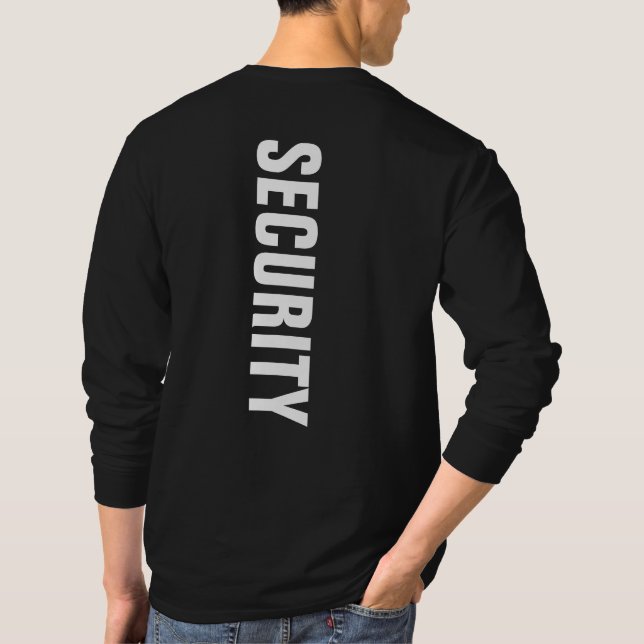 Mens Long Sleeve Security Black And White Template T-Shirt (Back)