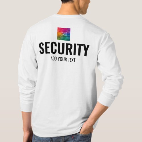 Mens Long Sleeve Security Double Sided Template T_Shirt