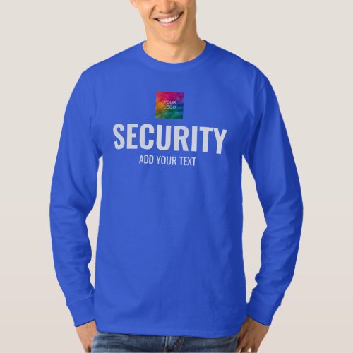 Mens Long Sleeve Security Staff Member Deep Blue T_Shirt