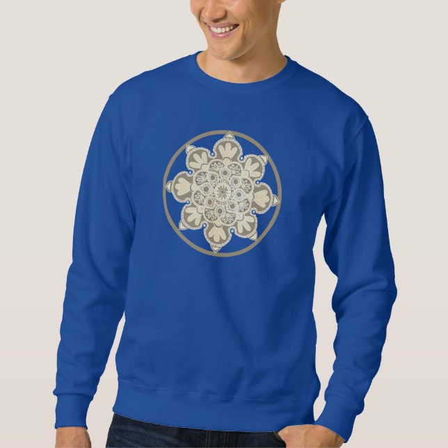 Men's long sleeve Sweat shirt Blue with medallion (Front)