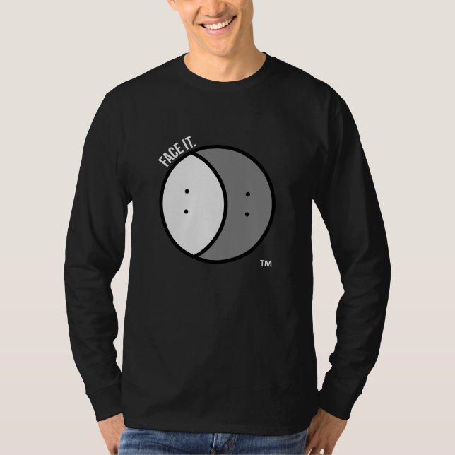 Men's long sleeve t-shirt dark with white text (Front)