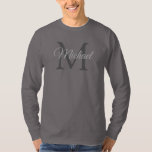 Men's Long Sleeve T Shirts Monogram Initial Letter<br><div class="desc">Men's Long Sleeve T Shirts Monogram Initial Letter Name Template Elegant Trendy Black Basic Long Sleeve T-Shirt.</div>