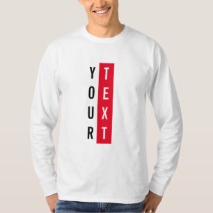 Mens Long Sleeve White And Red Modern Template T-Shirt