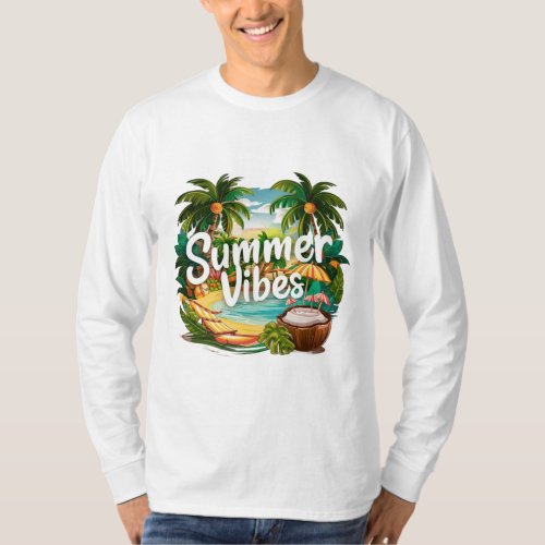 Mens Long T_Shirt with Summer Feels