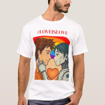Men's Love is Love Human-Robot Couple T-Shirt