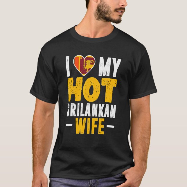 Mens Love My Srilankan Wife Sri Lanka Flag Husband T-Shirt (Front)