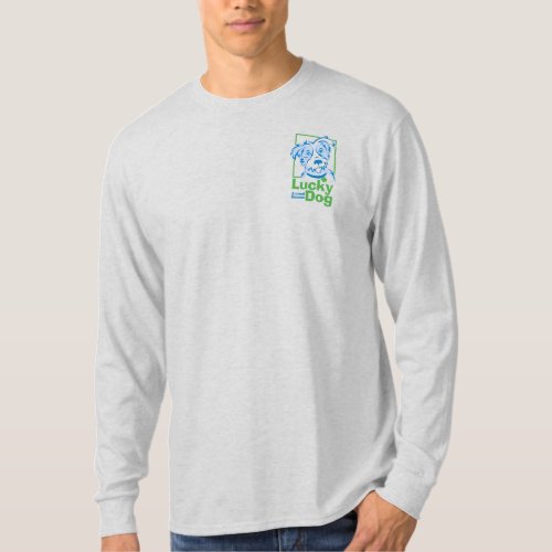 Mens Lucky Dog Long Sleeve T_Shirt Grey