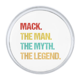Mens Mack The Man The Myth The Legend Silver Finish Lapel Pin