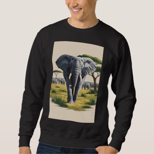 Mens Majestic Elephant Savanna Sweatshirt