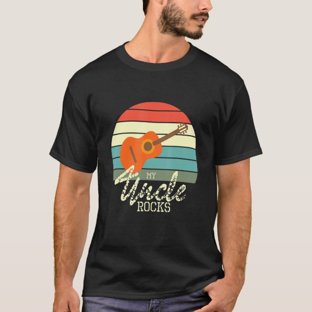 Mens Male Acoustic Guitar Uncle Rocks Guitarist T-Shirt (Front)