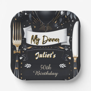 Mens Male adult dinner elegant 50th birthday Paper Plates