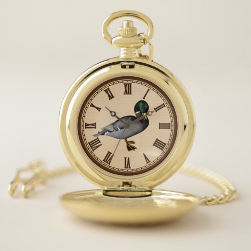 Mens Mallard duck animal accessory pocket watch