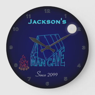Men's Man Cave Sign for Campers Wall Clock