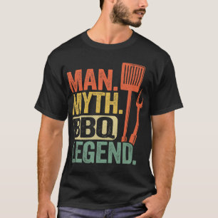 Mens Man Myth BBQ Legend Barbecue Grilling Dad Gri T-Shirt