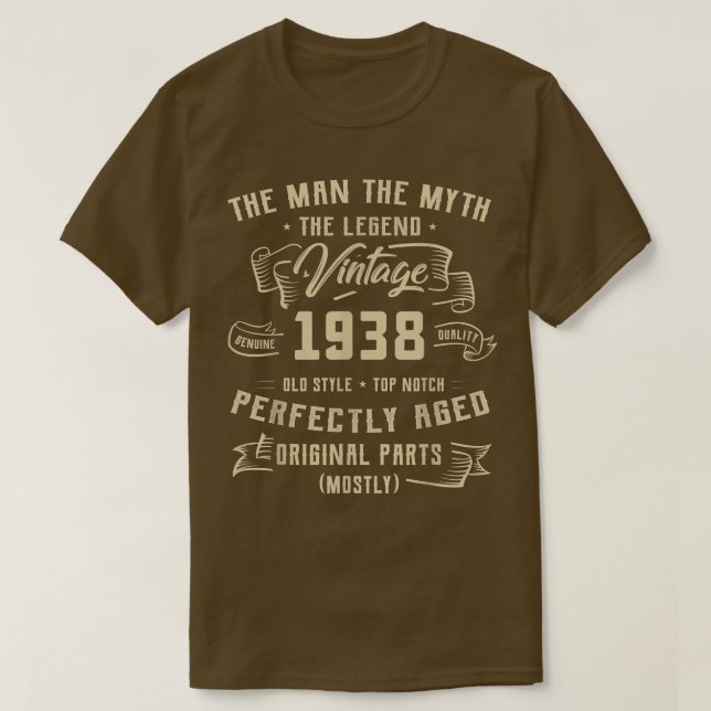 Mens Man Myth Legend 1938 84th Birthday Tee For 84 (Design Front)