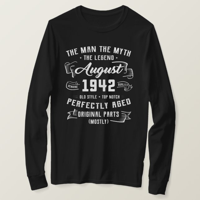 Mens Man Myth Legend August 1942 80th Birthday T-Shirt (Design Front)