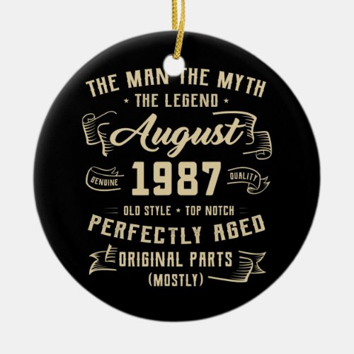 Mens Man Myth Legend August 1987 35th Birthday Ceramic Ornament