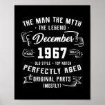 Mens Man Myth Legend December 1967 55th Birthday Poster<br><div class="desc">Mens Man Myth Legend December 1967 55th Birthday Gift 55 Years Gift. Perfect gift for your dad,  mom,  papa,  men,  women,  friend and family members on Thanksgiving Day,  Christmas Day,  Mothers Day,  Fathers Day,  4th of July,  1776 Independent day,  Veterans Day,  Halloween Day,  Patrick's Day</div>