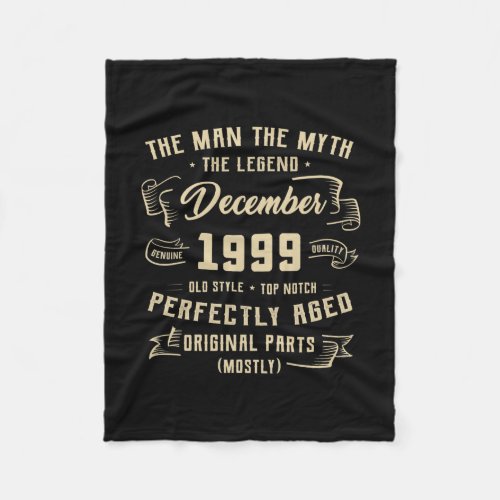 Mens Man Myth Legend December 1999 23rd Birthday Fleece Blanket