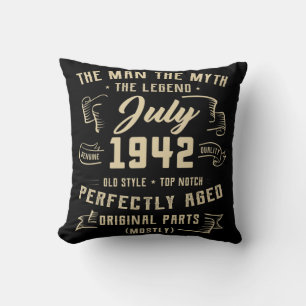 Mens Man Myth Legend July 1942 80th Birthday Gift Throw Pillow