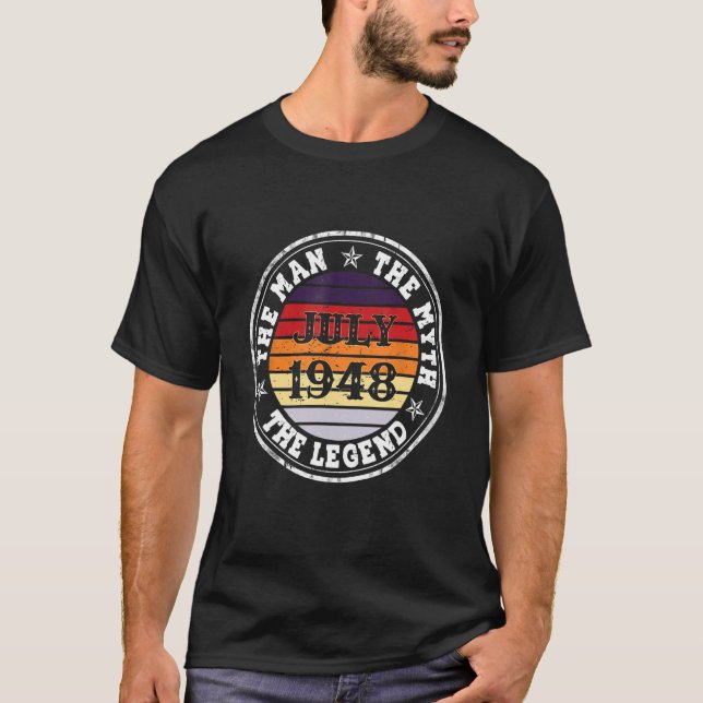 Mens Man Myth Legend July 1948 75th Birthday  75 Y T-Shirt (Front)