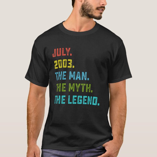 Mens Man Myth Legend July 2003 20th Birthday  20 Y T-Shirt (Front)