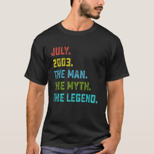 Mens Man Myth Legend July 2003 20th Birthday  20 Y T-Shirt