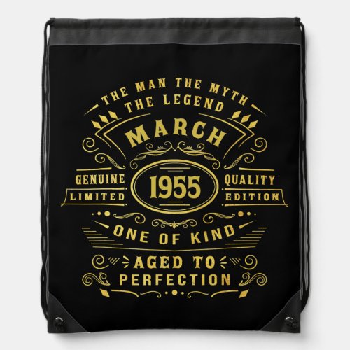 Mens Man Myth Legend March 1955 67 Yrs Old 67th Drawstring Bag