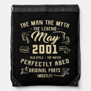Mens Man Myth Legend May 2001 21st Birthday Gift Drawstring Bag
