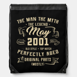 Mens Man Myth Legend May 2001 21st Birthday Gift Drawstring Bag
