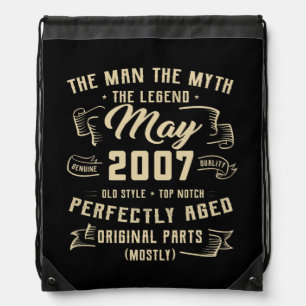 Mens Man Myth Legend May 2007 15th Birthday Gift Drawstring Bag