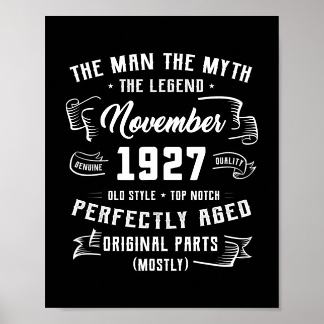 Mens Man Myth Legend November 1927 95th Birthday Poster (Front)