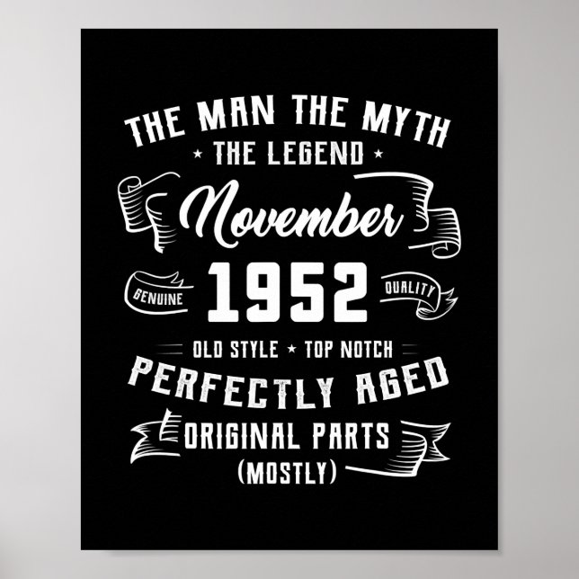 Mens Man Myth Legend November 1952 70th Birthday Poster (Front)
