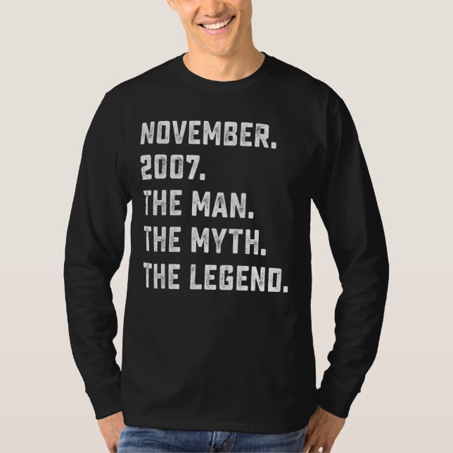Mens Man Myth Legend November 2007 15th Birthday   T-Shirt (Front)