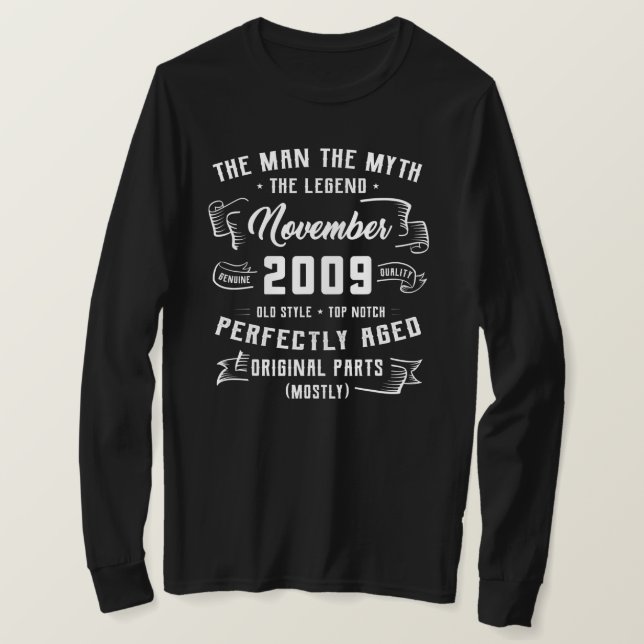 Mens Man Myth Legend November 2009 13th Birthday T-Shirt (Design Front)