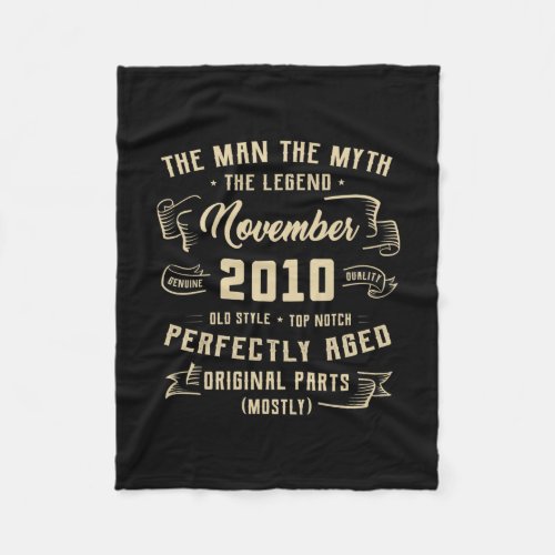 Mens Man Myth Legend November 2010 12th Birthday Fleece Blanket