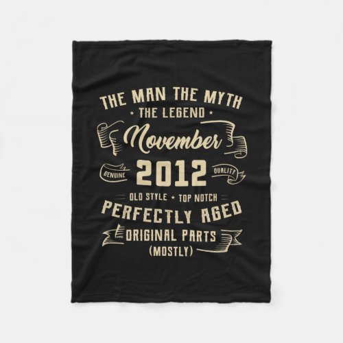 Mens Man Myth Legend November 2012 10th Birthday Fleece Blanket