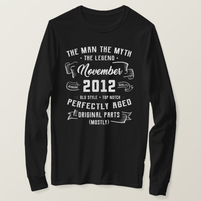 Mens Man Myth Legend November 2012 10th Birthday T-Shirt (Design Front)