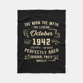 Mens Man Myth Legend October 1942 80th Birthday Fleece Blanket