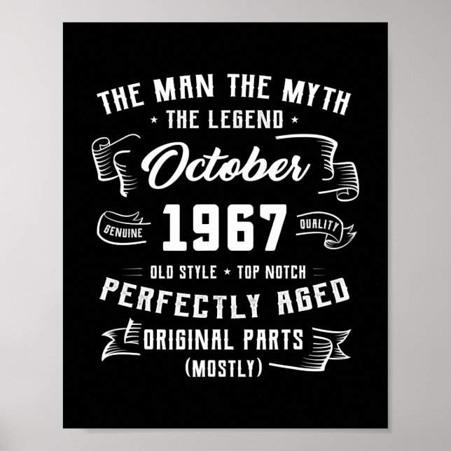 Mens Man Myth Legend October 1967 55th Birthday Poster (Front)