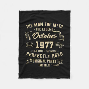 Mens Man Myth Legend October 1977 45th Birthday Fleece Blanket